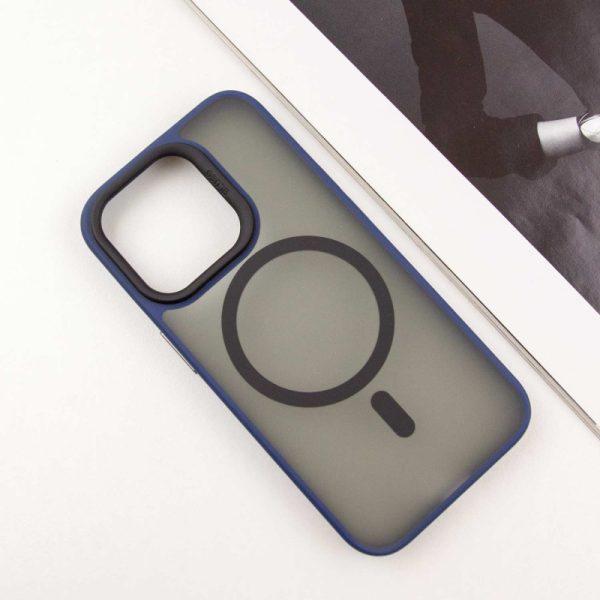 Чохол для iPhone 15 Pro Синій Синійo Skin Friendly Frosted with MagSafe - Зображення 3