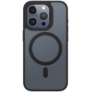 Чохол для iPhone 15 Pro Max Чорний Синійo Skin Friendly Frosted with MagSafe