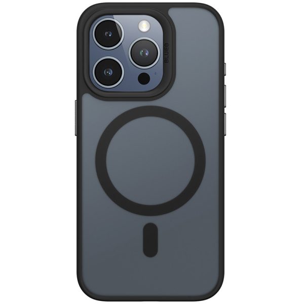 Чохол для iPhone 15 Pro Max Чорний Синійo Skin Friendly Frosted with MagSafe