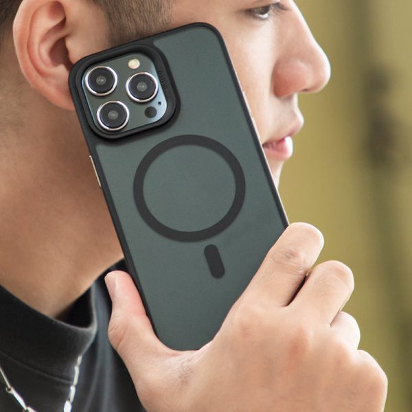 Чохол для iPhone 15 Pro Max Чорний Синійo Skin Friendly Frosted with MagSafe - Зображення 2