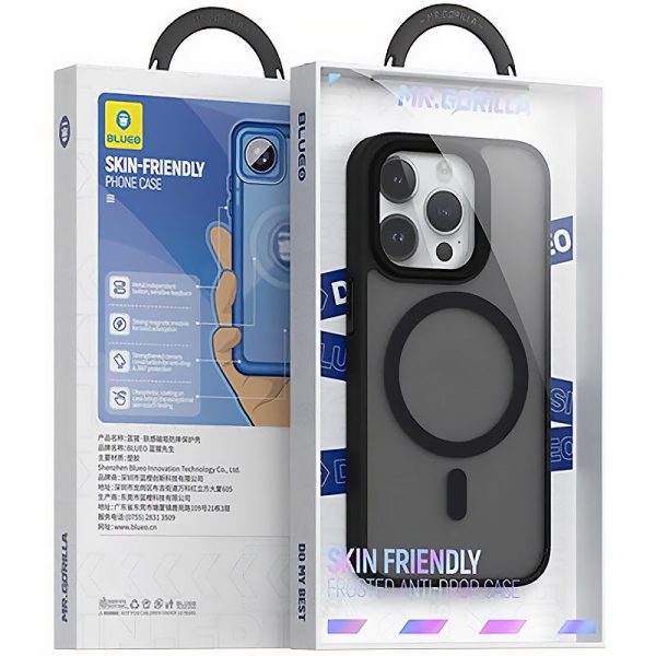 Чохол для iPhone 15 Pro Max Чорний Синійo Skin Friendly Frosted with MagSafe - Зображення 3