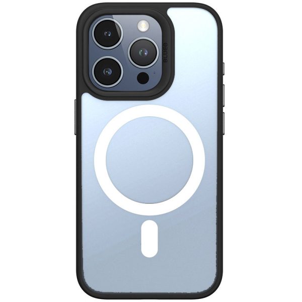 Чохол для iPhone 14 Pro Max Чорний Синійo Skin Friendly Frosted with MagSafe