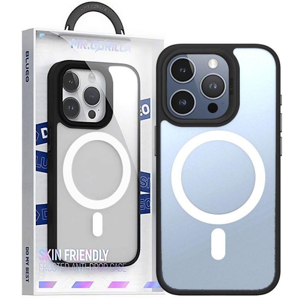 Чохол для iPhone 14 Pro Max Чорний Синійo Skin Friendly Frosted with MagSafe - Зображення 2