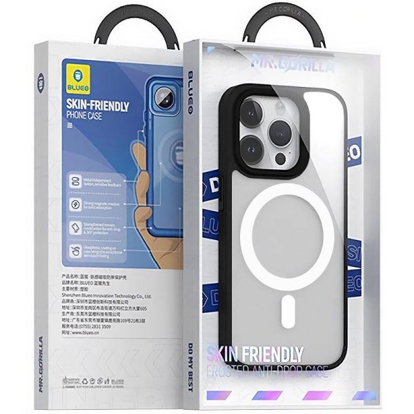 Чохол для iPhone 14 Pro Max Чорний Синійo Skin Friendly Frosted with MagSafe - Зображення 3