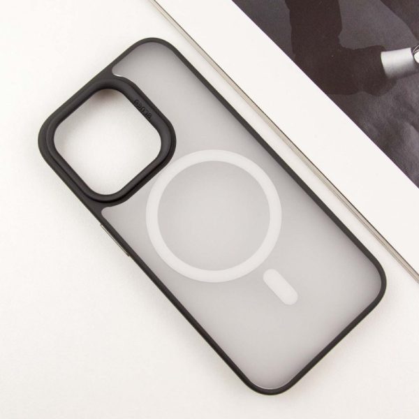 Чохол для iPhone 14 Pro Max Чорний Синійo Skin Friendly Frosted with MagSafe - Зображення 4