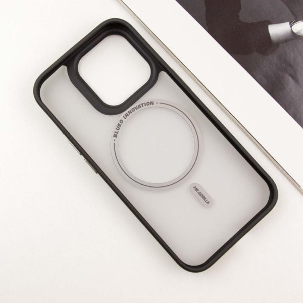 Чохол для iPhone 14 Pro Max Чорний Синійo Skin Friendly Frosted with MagSafe - Зображення 5
