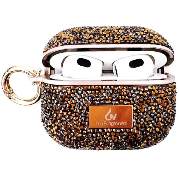 Чохол для навушників AirPods Pro / Airpods Pro 2 Золотий Bling World Rock Diamond - Зображення 2