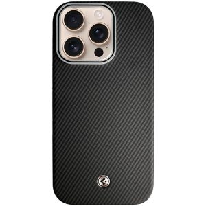 Чохол для iPhone 14 Pro Max Carbon PC+Leather SGP with MagSafe