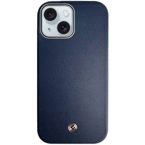 Чохол для iPhone 15 Синій PC+Leather SGP with MagSafe