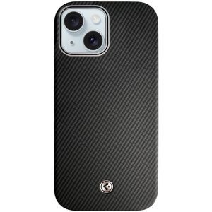 Чохол для iPhone 15 Carbon PC+Leather SGP with MagSafe