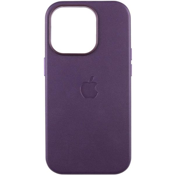 Шкіряний чохол для Apple iPhone 15 Pro Фіолетовий Leather Case with MagSafe and Animation