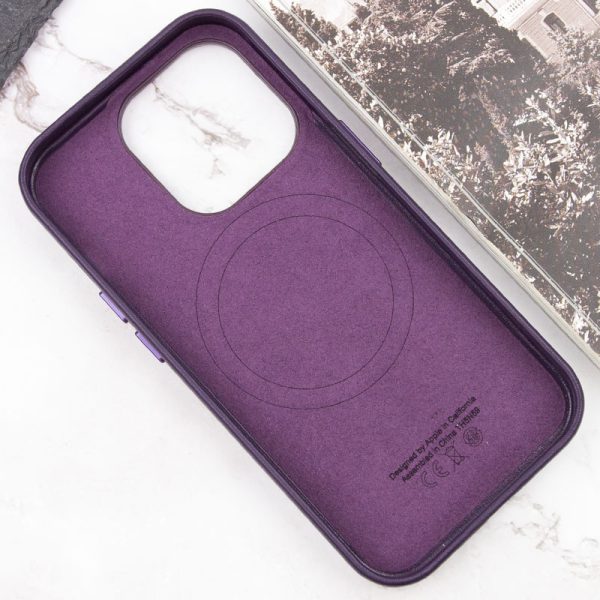 Шкіряний чохол для Apple iPhone 15 Pro Фіолетовий Leather Case with MagSafe and Animation - Зображення 3