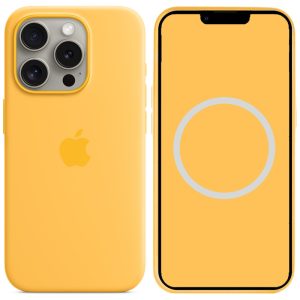 Чохол для iPhone 15 Pro Max Жовтий Silicone case full with Magsafe and Animation