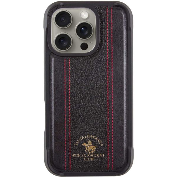 Шкіряний чохол для Apple iPhone 16 Pro Чорний Polo Santa Barbara Barton