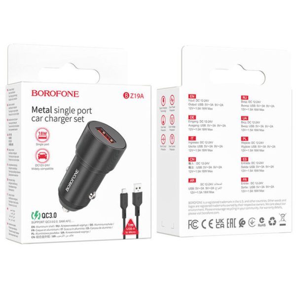 АЗП Borofone BZ19A QC3.0 + Micro-USB - Зображення 5