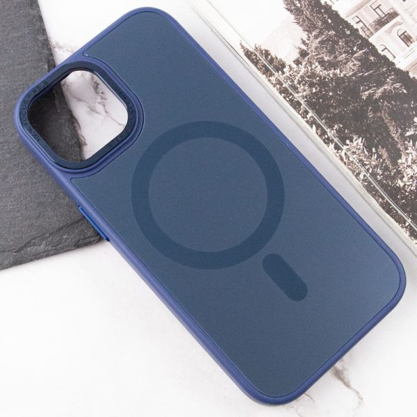 Чохол для iPhone 15 Синій TPU+Glass Sapphire Midnight Open Camera with MagSafe - Зображення 5