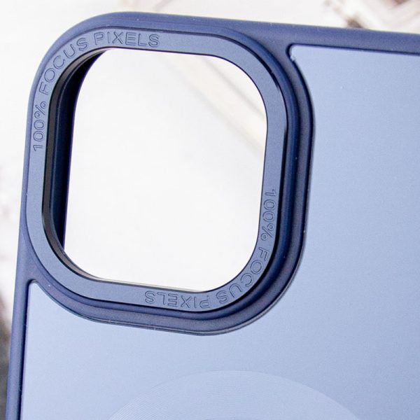 Чохол для iPhone 15 Синій TPU+Glass Sapphire Midnight Open Camera with MagSafe - Зображення 6