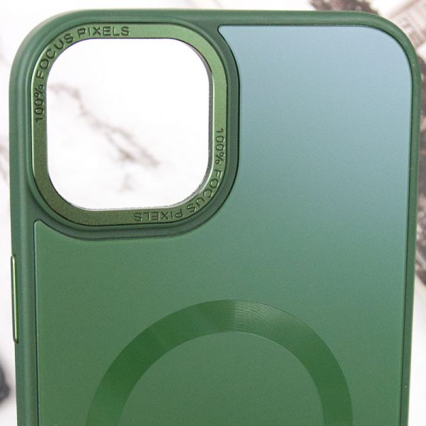 Чохол для iPhone 15 Plus Зелений TPU+Glass Sapphire Midnight Open Camera with MagSafe - Зображення 6