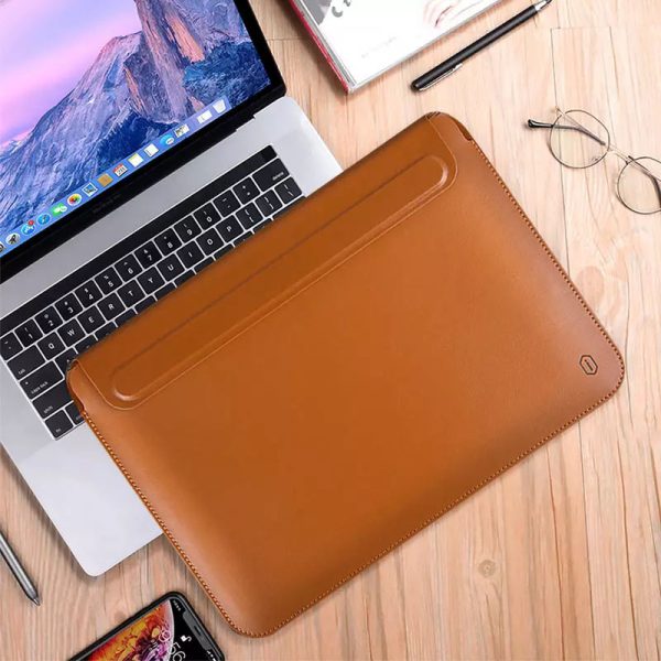 Чохол для ноутбука 14.2" з шутчної шкіри WIWU SKIN PRO Portable Stand Sleeve Коричневий - Зображення 2