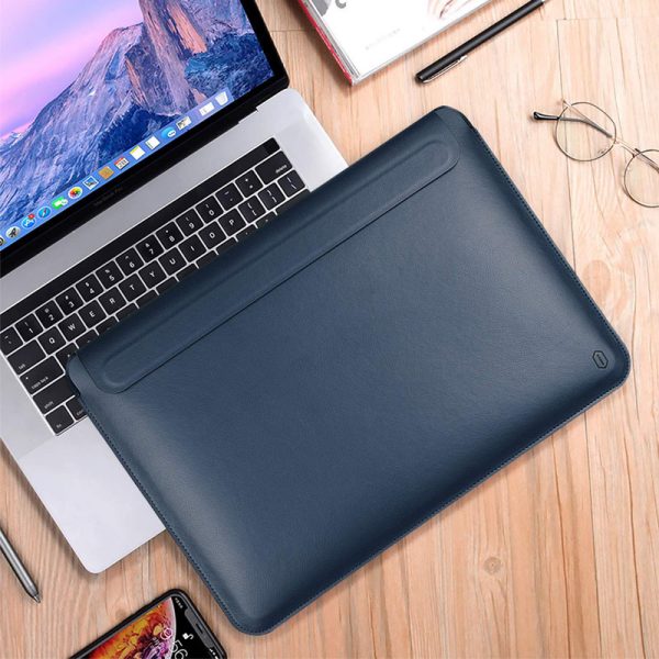 Чохол для ноутбука 14.2" з шутчної шкіри з підставкою WIWU SKIN PRO Portable Stand Sleeve Синій - Зображення 2