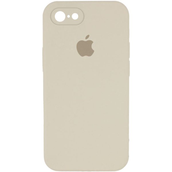 Чохол для iPhone 7 / 8 / SE (2020) Бежевий Silicone Case Square Full Camera Protective