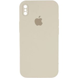 Чохол для iPhone XS Max Бежевий Silicone Case Square Full Camera Protective