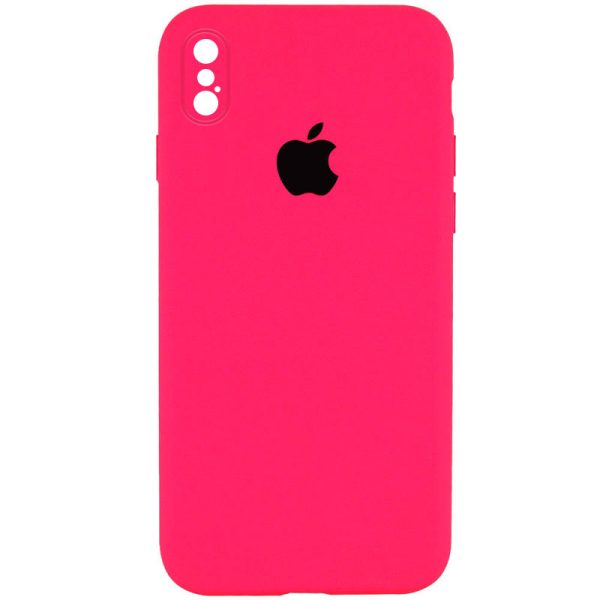 Чохол для iPhone XS Max Рожевий Silicone Case Square Full Camera Protective