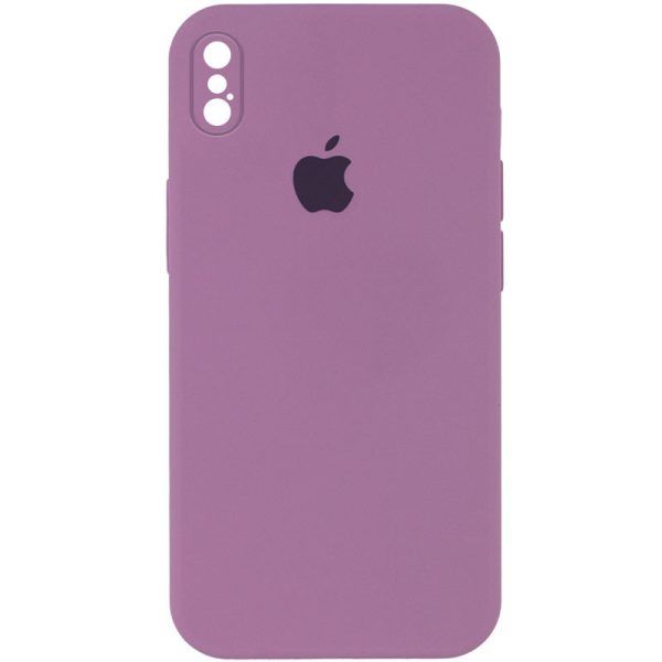 Чохол для iPhone XS Max Ліловий Silicone Case Square Full Camera Protective