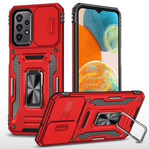 Ударостійкий чохол для Samsung Galaxy A13 4G / A04s Червоний Camshield Army Ring