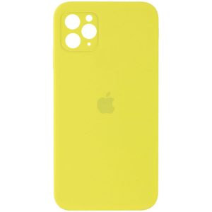 Чохол для iPhone 11 Pro Max Жовтий Silicone Case Square Full Camera Protective