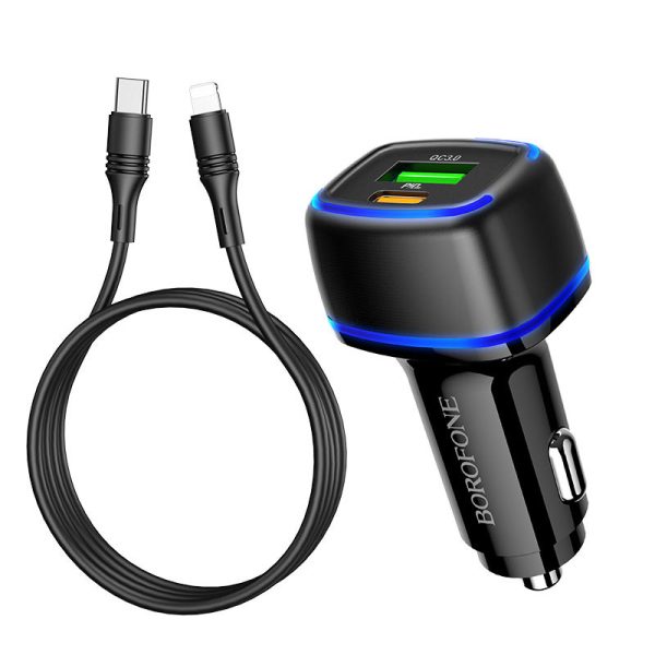 АЗП Borofone BZ14A PD20W+QC3.0 (1Type-C/1USB/3A) + Type-C to Lightning - Зображення 3