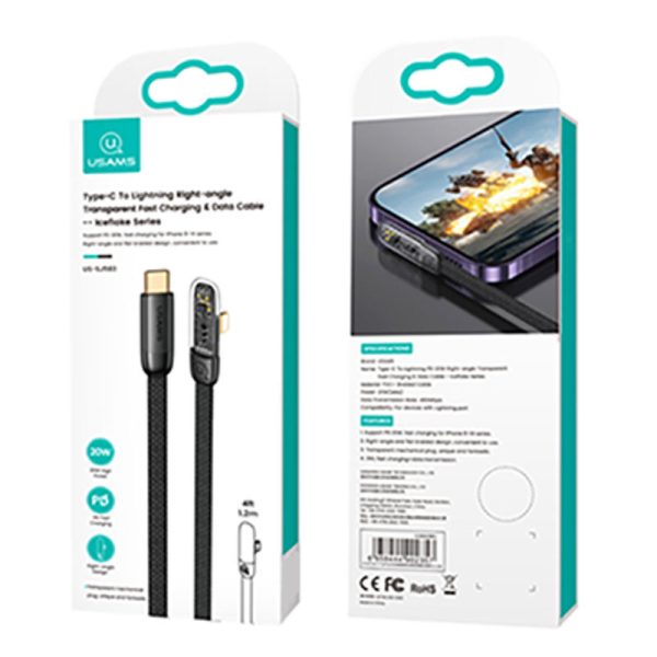 Дата кабель USAMS US-SJ586 Type-C to Lightning PD 20W Right-angle (2m) - Зображення 6
