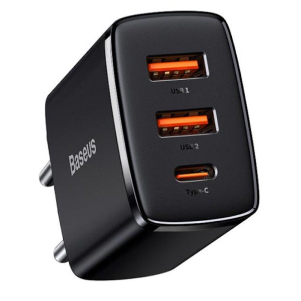 Зарядний пристрій Baseus Compact Quick Charger 30W QC+ PD (1Type-C + 2USB) (CCXJ-E)