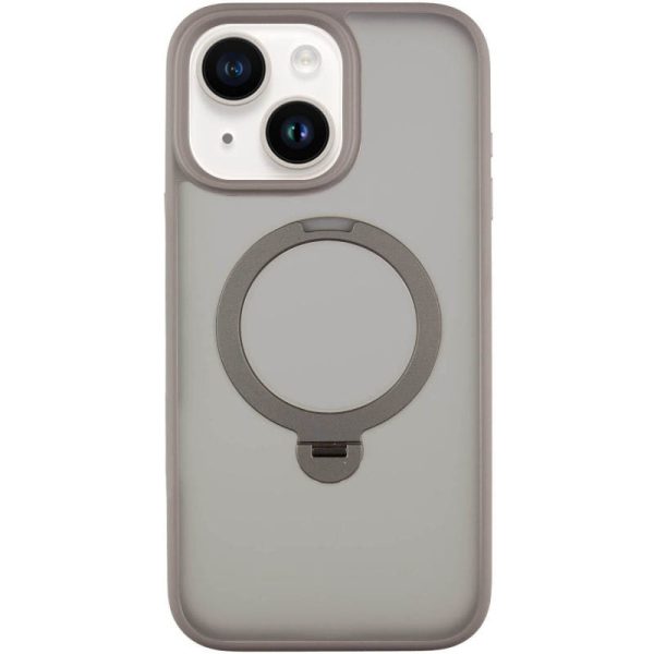 Чохол для iPhone 15 Сірий Metal Buttons with MagSafe Colorful HQ Ring