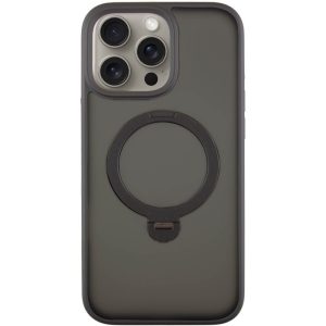 Чохол для iPhone 15 Pro Max Чорний Metal Buttons with MagSafe Colorful HQ Ring