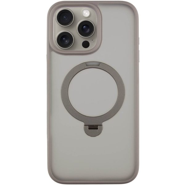 Чохол для iPhone 15 Pro Max Сірий Metal Buttons with MagSafe Colorful HQ Ring