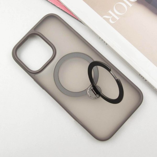 Чохол для iPhone 15 Pro Max Сірий Metal Buttons with MagSafe Colorful HQ Ring - Зображення 3