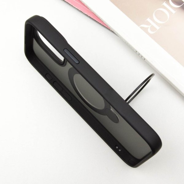 Чохол для iPhone 14 Pro Max Чорний Metal Buttons with MagSafe Colorful HQ Ring - Зображення 4