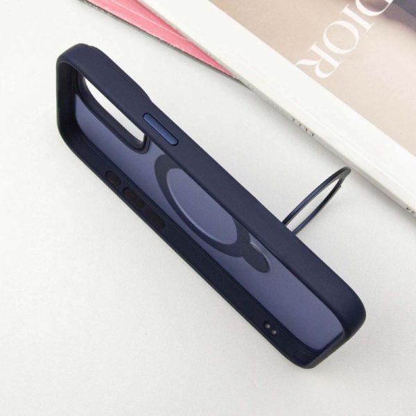 Чохол для iPhone 14 Pro Max Синій Metal Buttons with MagSafe Colorful HQ Ring - Зображення 5