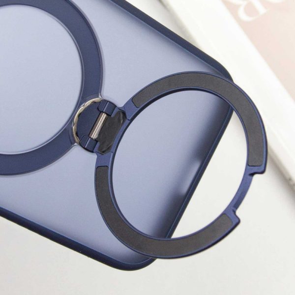 Чохол для iPhone 14 Pro Max Синій Metal Buttons with MagSafe Colorful HQ Ring - Зображення 6