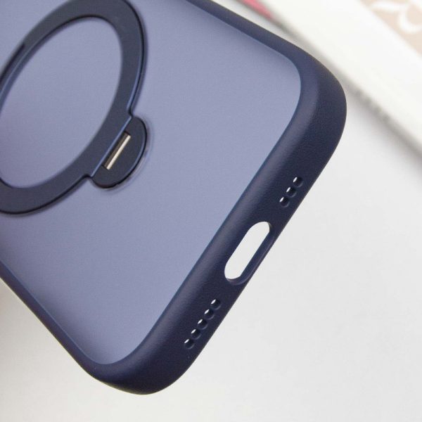 Чохол для iPhone 14 Pro Max Синій Metal Buttons with MagSafe Colorful HQ Ring - Зображення 7