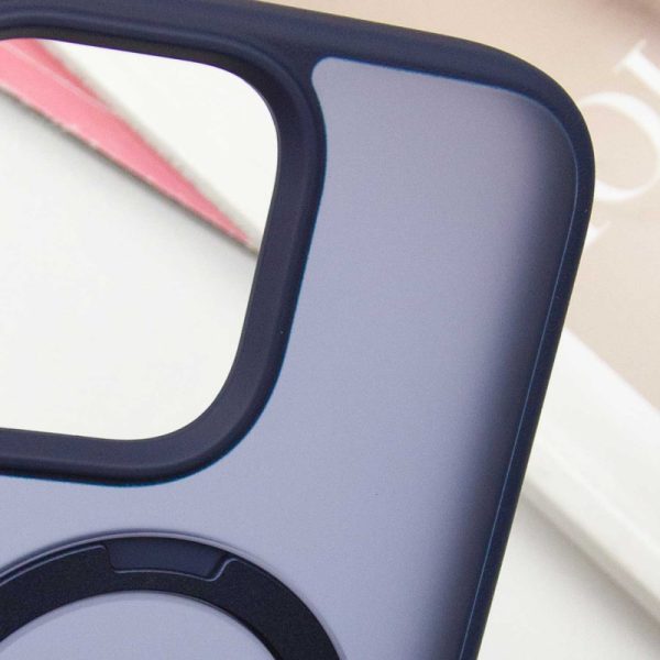 Чохол для iPhone 14 Pro Max Синій Metal Buttons with MagSafe Colorful HQ Ring - Зображення 8