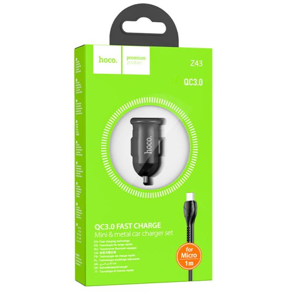 АЗП Hoco Z43 QC3.0 (1USB/18W) + MicroUSB - Зображення 6