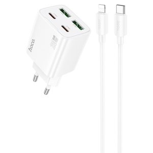 Зарядний пристрій Hoco N55 Fundador PD20W four-port (2USB-A/2C) + Type-C to Lightning