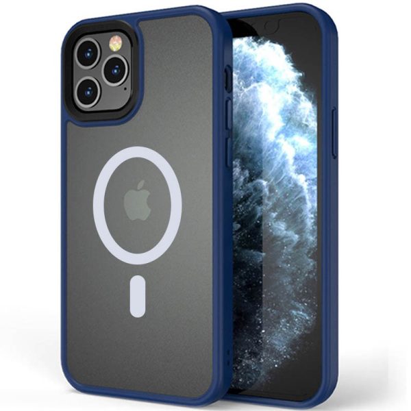 Чохол для iPhone 12 Pro Max Синій Metal Buttons with MagSafe