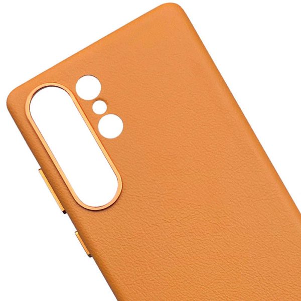 Шкіряний чохол для Samsung Galaxy S25 Ultra Помаранчевий Leather Case - Зображення 3