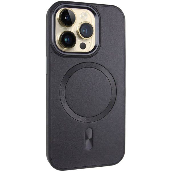 Шкіряний чохол для Apple iPhone 14 Pro Max Чорний SnapCase with MagSafe
