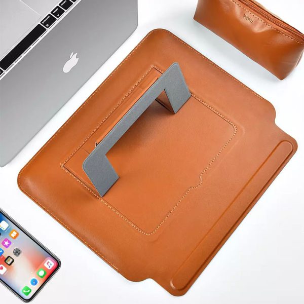 Чохол для ноутбука 13.3" з шутчної шкіри WIWU SKIN PRO Portable Stand Sleeve Коричневий - Зображення 5