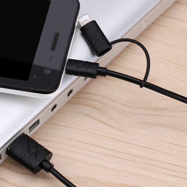 Дата кабель Usams US-SJ077 2in1 U-Gee USB to Micro USB + Lightning (1m) - Зображення 2