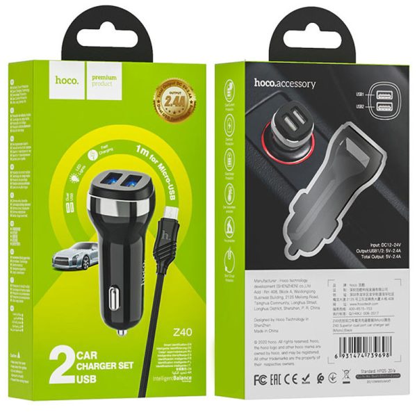 АЗП Hoco Z40 (2USB 2.4A) + MicroUSB - Зображення 5